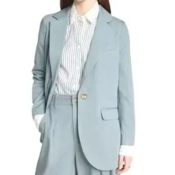 Madewell $178 The Larsen Blazer Drapeweave Overcast Blue Size L NJ732 oversized - Picture 1 of 7